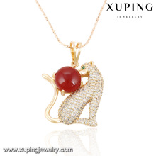 32127-Xuping Excellent quality animal leopard shape brass pendant with pearl